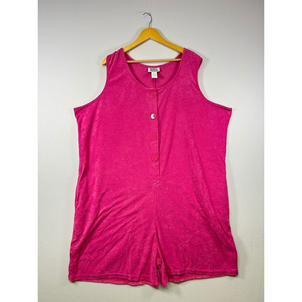 Anthony Richards Romper Womens 4X‎ Hot Pink Terry Cloth Button Front Slvless Y2K